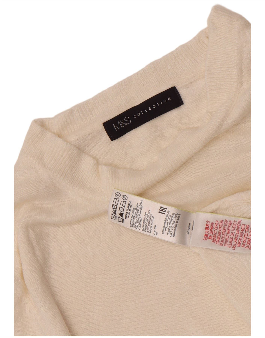 Marks & Spencer Damski sweter z dekoltem w łódkę, UK 8, mały, w kolorze złamanej bieli