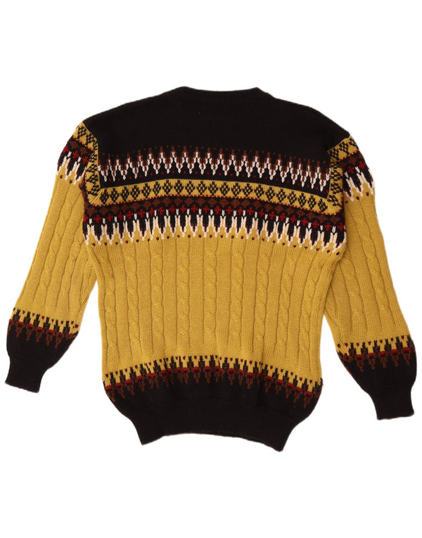 Vintage męski sweter z okrągłym dekoltem, duży, wielokolorowy, akryl Fair Isle
