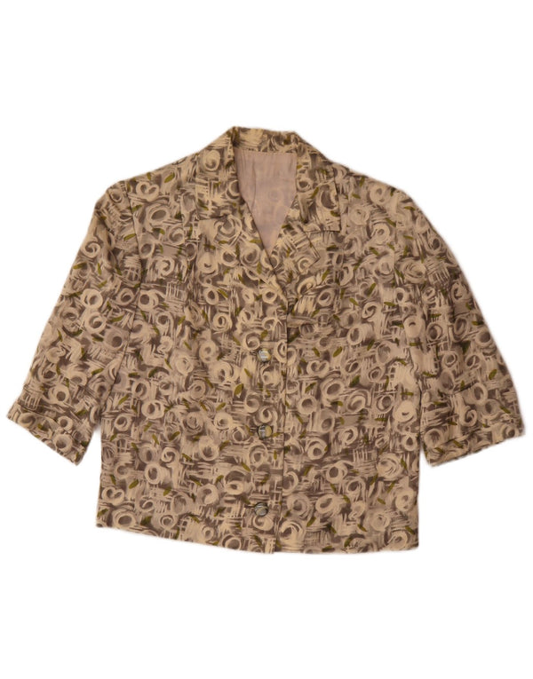 Dwuczęściowy zestaw damski w stylu vintage z abstrakcyjnym wzorem, rękawem 3/4, UK 12, średni szary
