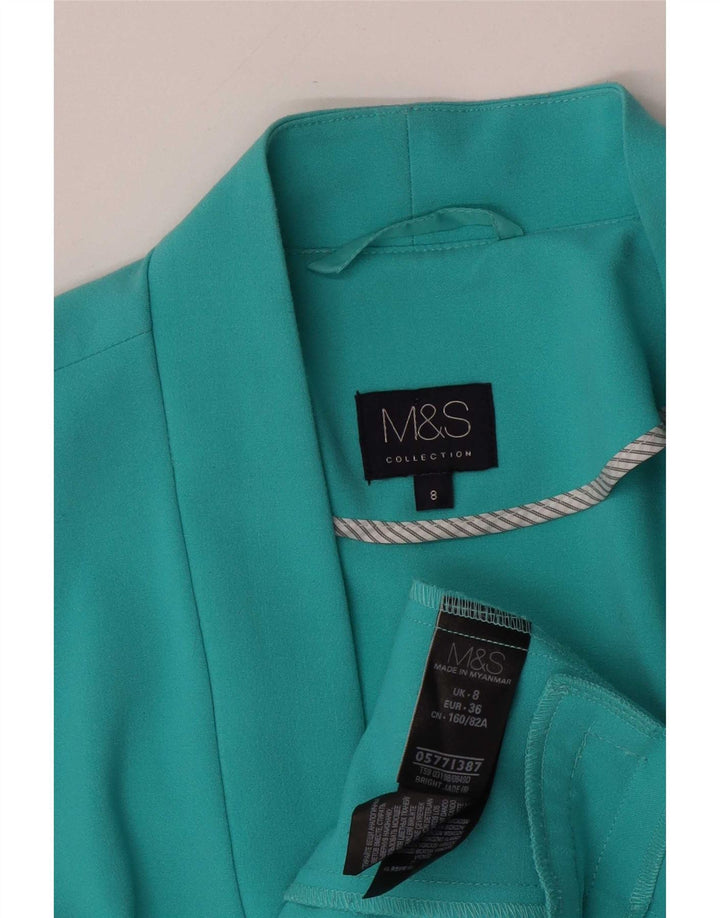 Marks & Spencer Damska otwarta marynarka UK 8, mała, turkusowa, poliester