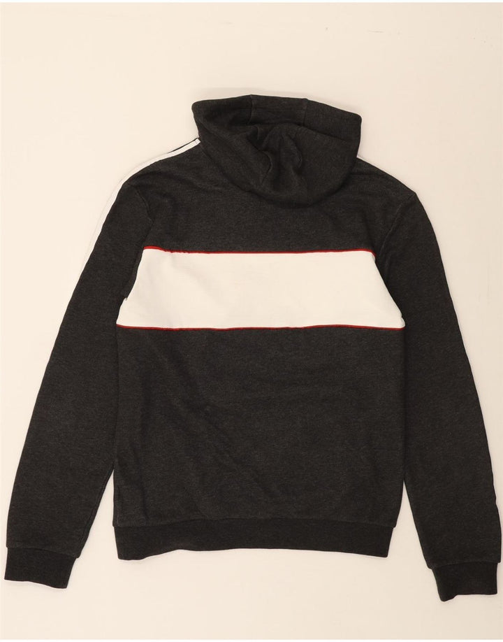 ADIDAS Mens Graphic Hoodie Jumper Small Grey Colourblock Vintage Adidas and Second-Hand Adidas from Messina Hembry 