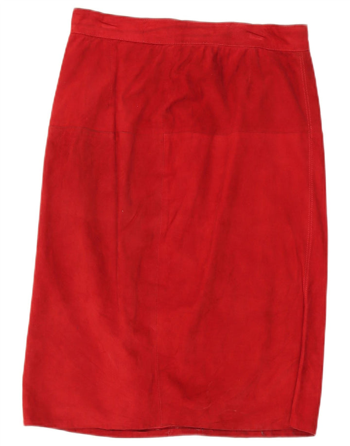 VINTAGE Damski zamszowy 2-częściowy zestaw spódnic UK 14 Medium W30 Czerwona skóra