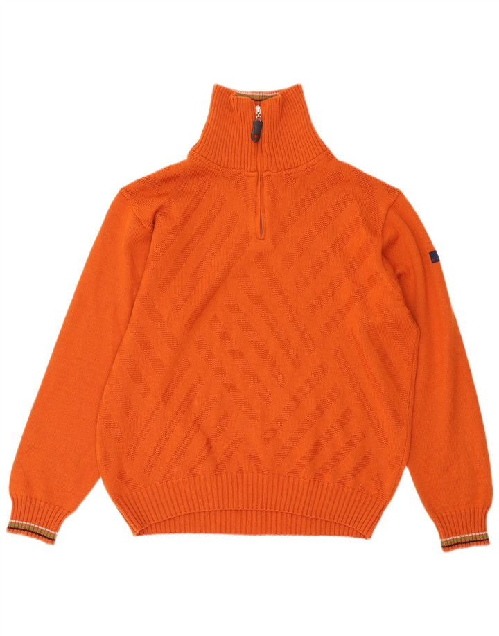 Il Granchio Męski sweter z zamkiem błyskawicznym, duży, pomarańczowy, wełniany