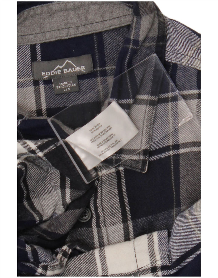 Koszula flanelowa męska EDDIE BAUER, bawełniana, w dużą granatową kratkę