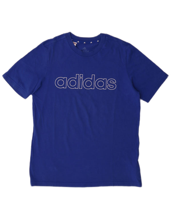 Chłopięcy T-shirt z grafiką ADIDAS, 13-14 lat, niebieska bawełna
