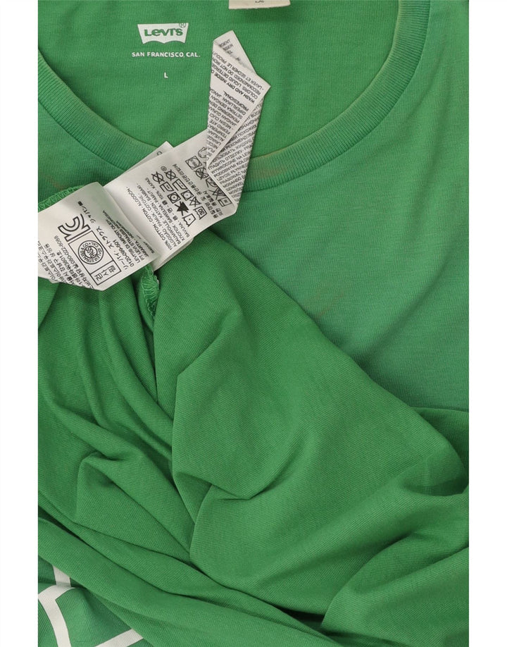 Męski T-shirt z grafiką Levi's, duży, zielony, bawełniany