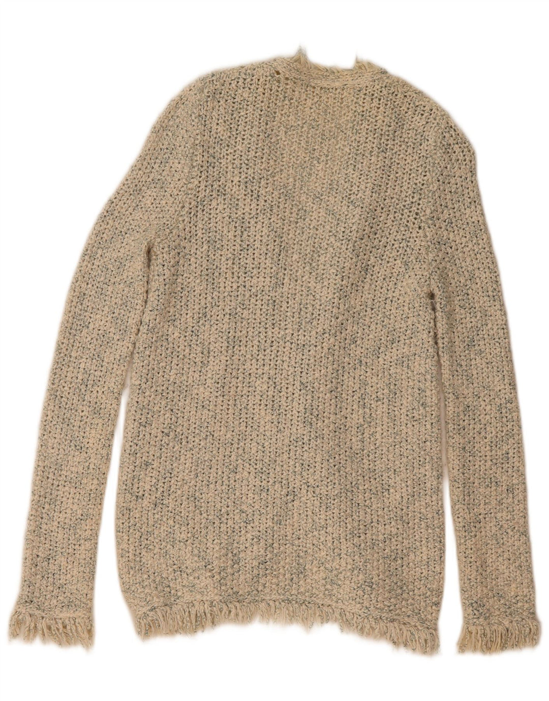 Sweter damski Zara z otwartym kardiganem UK 14 średni beż nakrapiany