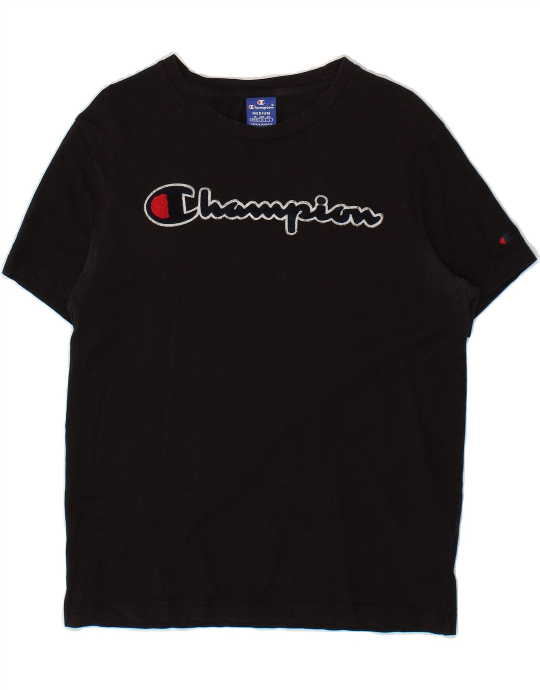 CHAMPION Mens Graphic T-Shirt Top Medium Black Cotton Vintage Champion and Second-Hand Champion from Messina Hembry 