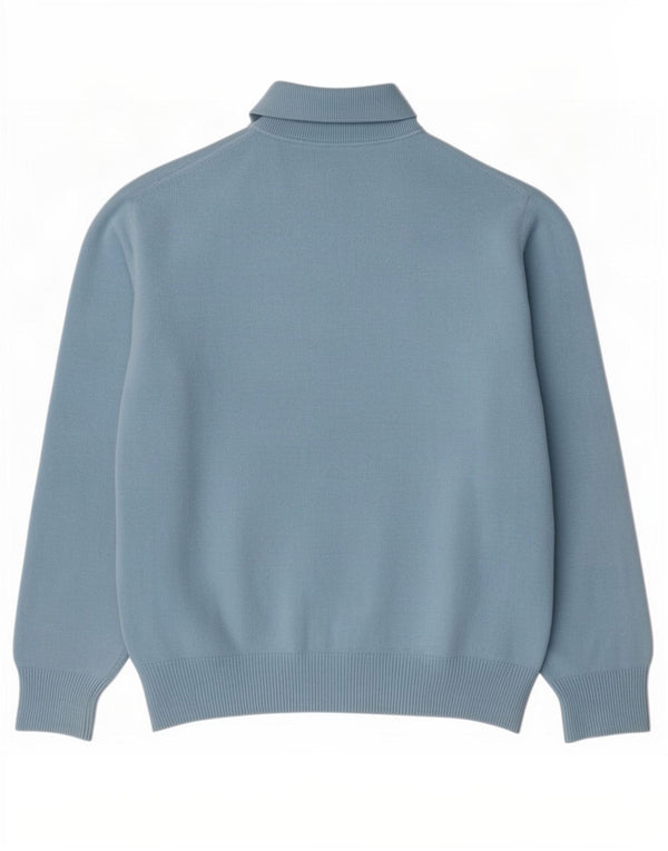 Vintage męski sweter polo IT 56 2XL niebieska wełna owcza