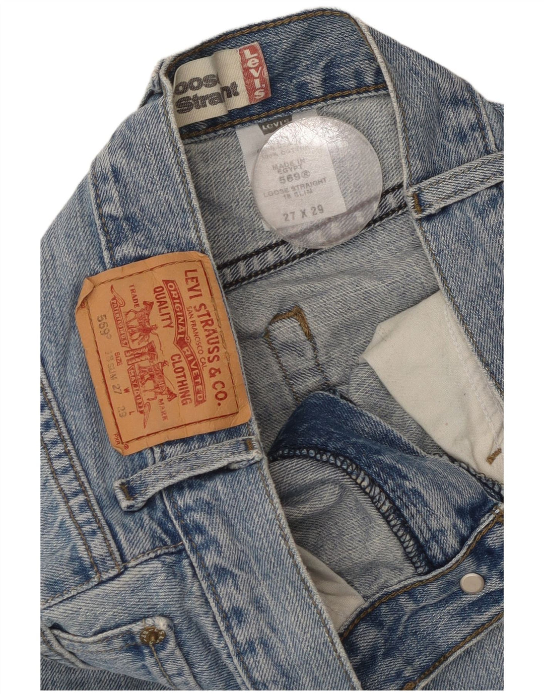 Damskie jeansy Levi's 569 o luźnym kroju W27 L29 Niebieska bawełna