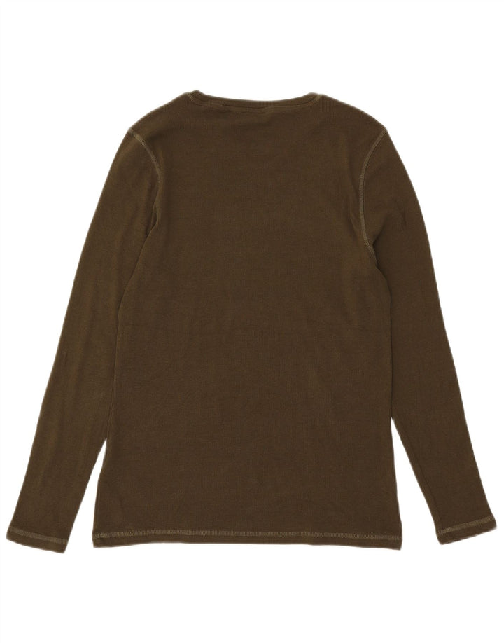 Marks & Spencer Damski top z długim rękawem, UK 14, duży, bawełniany khaki