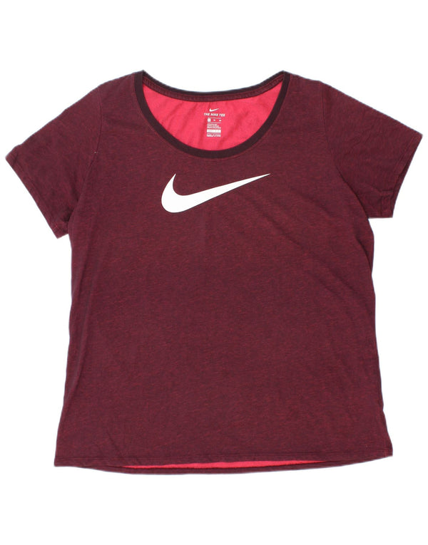 Damska koszulka z grafiką Nike Dri Fit Top UK 18 XL, bordowa bawełna