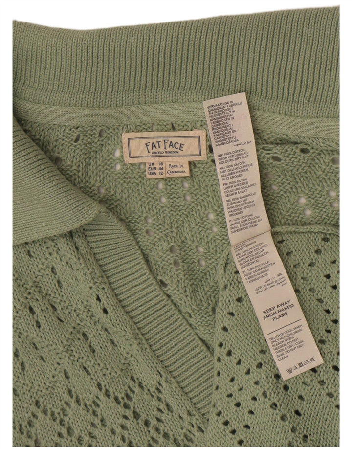 Damski sweter oversize Fat Face z kołnierzem polo UK 16, duży zielony