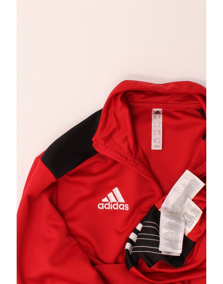ADIDAS Mens Climalite Zip Neck Pullover Tracksuit Top XS Red Colourblock Vintage Adidas and Second-Hand Adidas from Messina Hembry 