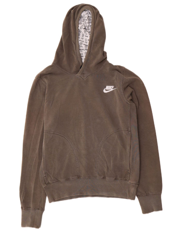 Damska bluza z kapturem Nike z grafiką, UK 10/12, średnia bawełna khaki
