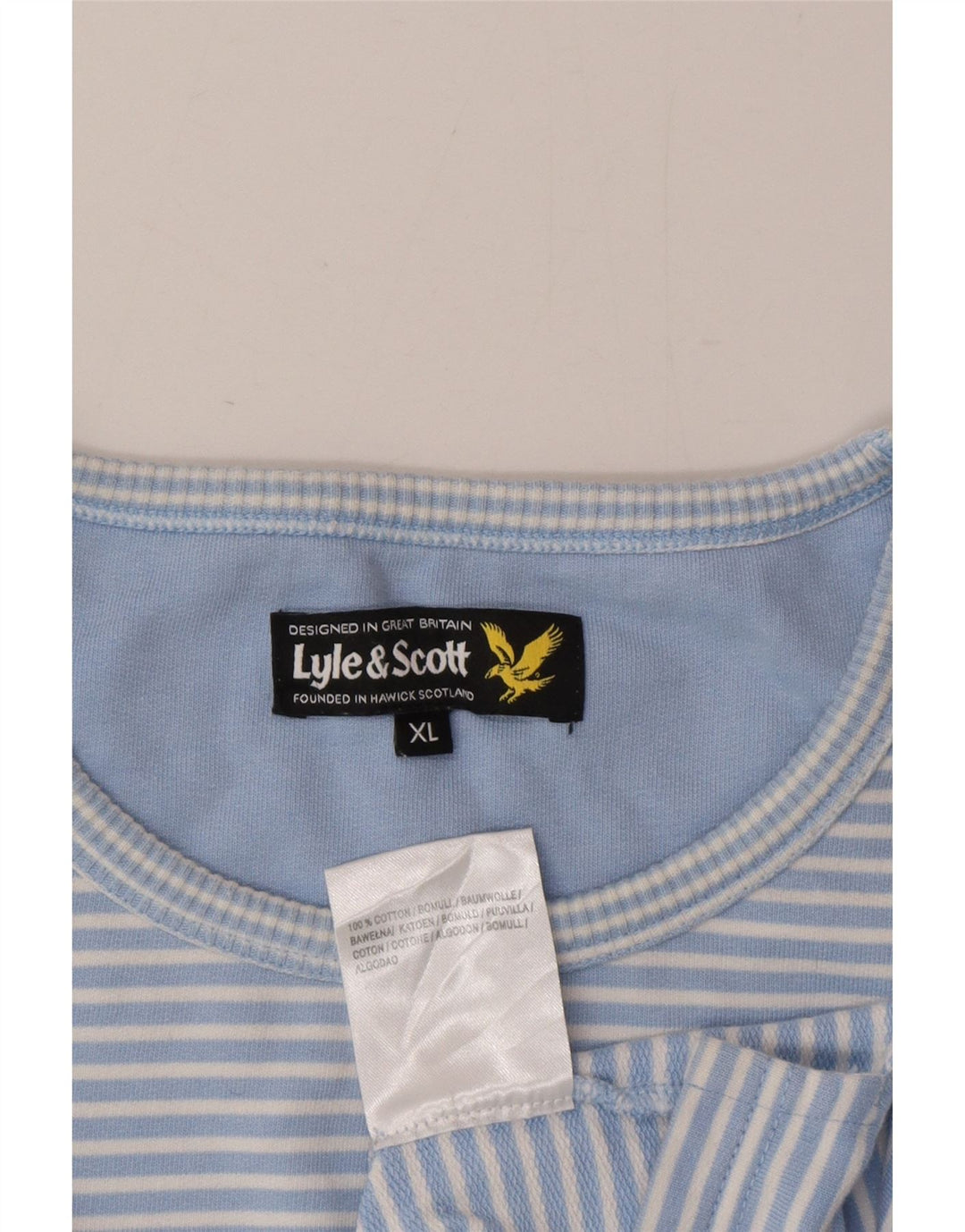 Lyle & Scott Męski top z długim rękawem XL w niebieskie prążki