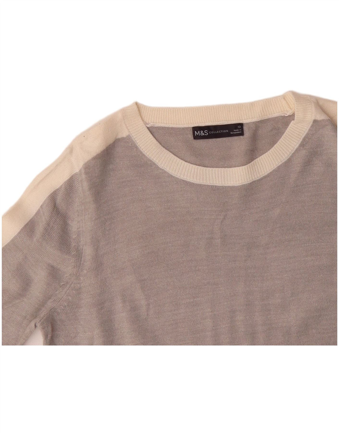 MARKS & SPENCER Damski sweter z dekoltem w łódkę UK 12 Średni szary