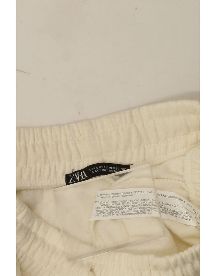 Damskie spodnie dresowe Zara Joggers UK 8 Small Off White Polyester