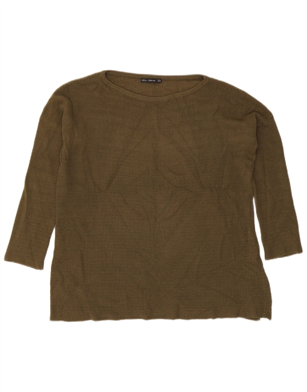 Sweter damski Zara z dekoltem w łódkę, UK 14, średni khaki