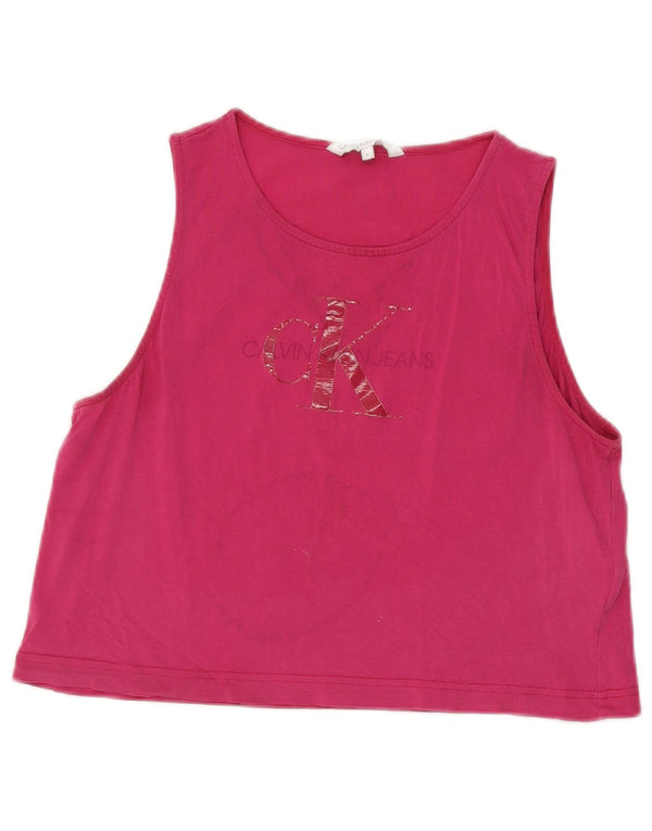 Damska kamizelka Calvin Klein Jeans Crop Graphic UK 12 Średnioróżowa bawełna