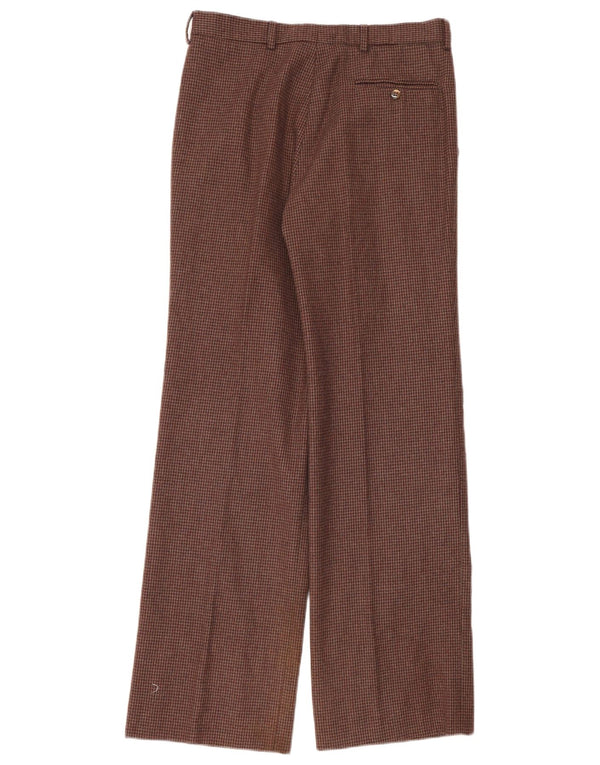 Master Mens Wide Leg Suit Trousers IT 48 Medium W30 L32 Brown Houndstooth