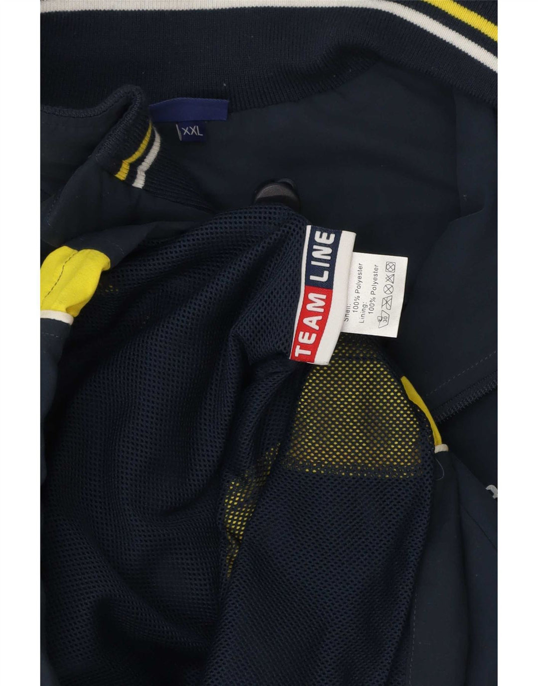 Męska kurtka dresowa Asics z grafiką, 2XL, granatowy, poliester z blokami kolorów