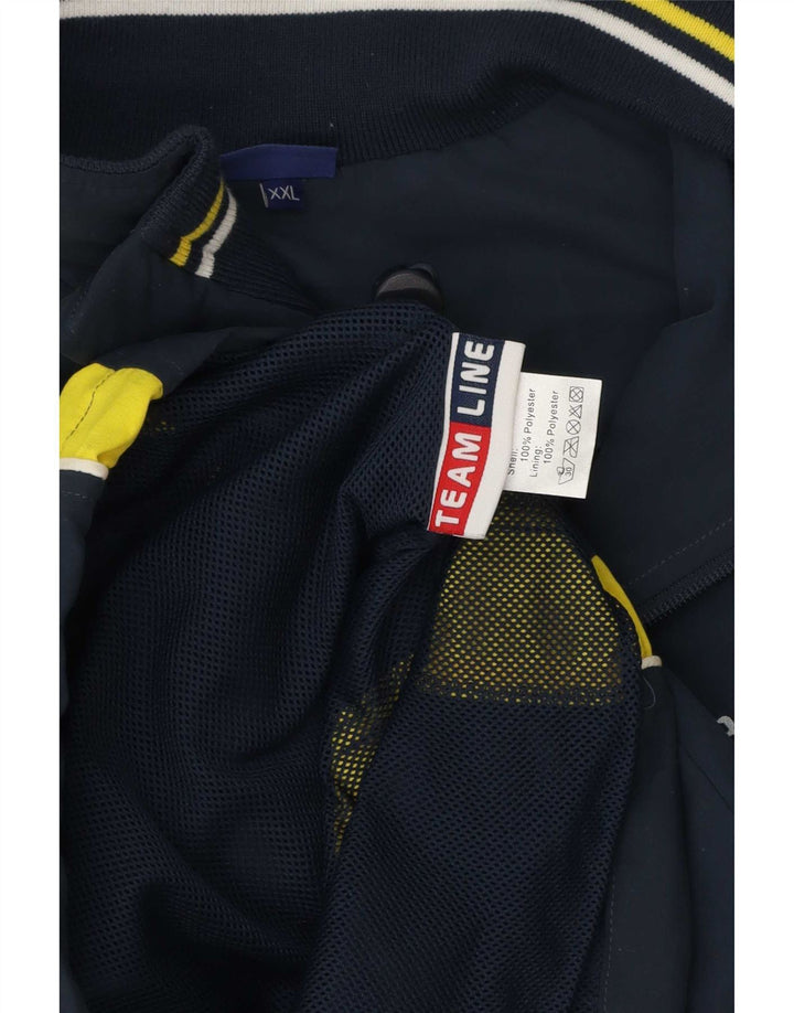 Męska kurtka dresowa Asics z grafiką, 2XL, granatowy, poliester z blokami kolorów