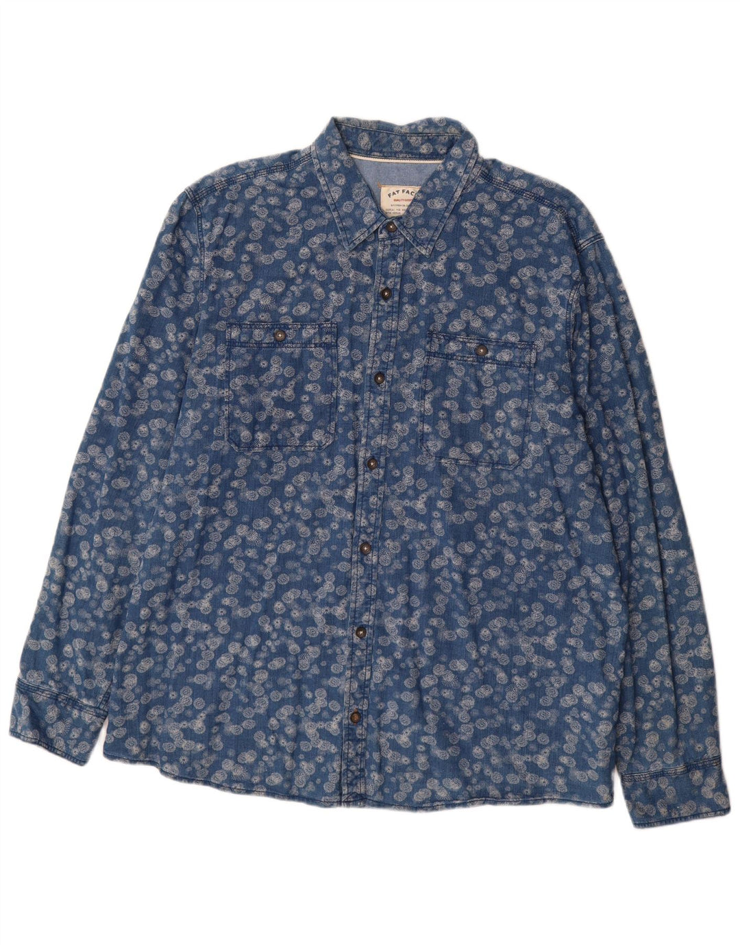 Koszula męska Fat Face 2XL, niebieska, bawełniana w kwiaty