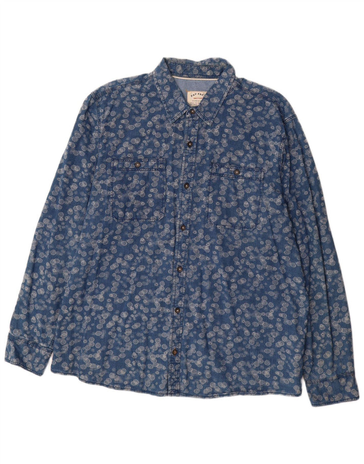 Koszula męska Fat Face 2XL, niebieska, bawełniana w kwiaty