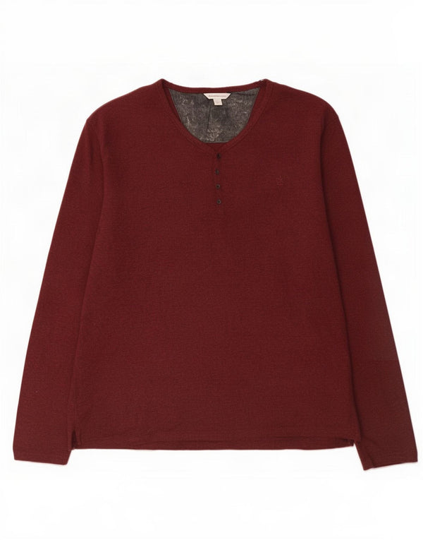 Top męski Calvin Klein Jeans z długim rękawem 2XL, bordowa, nakrapiana bawełna