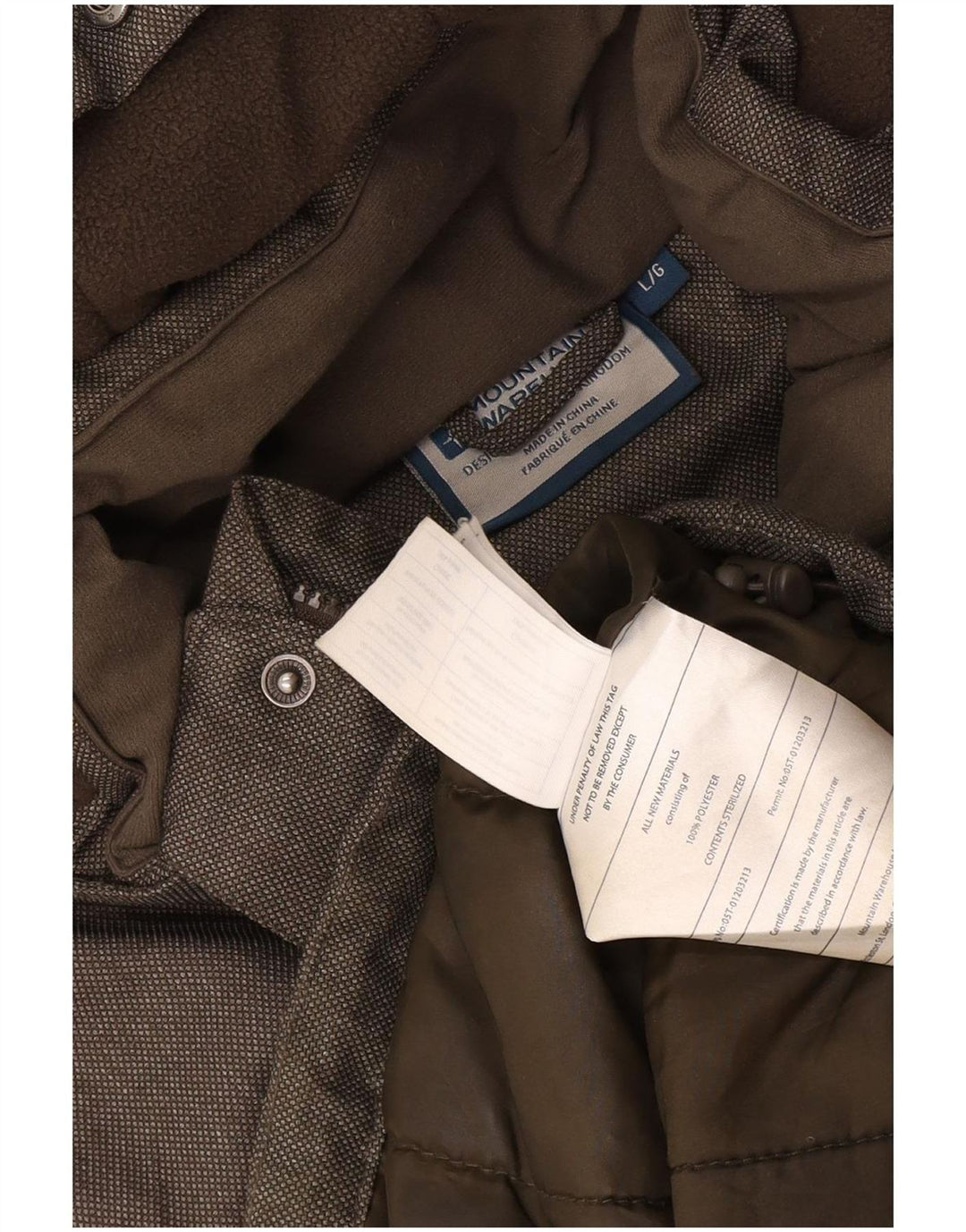 Męska kurtka parka z kapturem Mountain Warehouse UK 40, duża, khaki, poliester