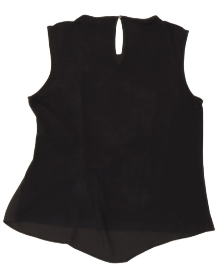 WAREHOUSE Damska bluzka bez rękawów UK 16, duża, czarna wiskoza