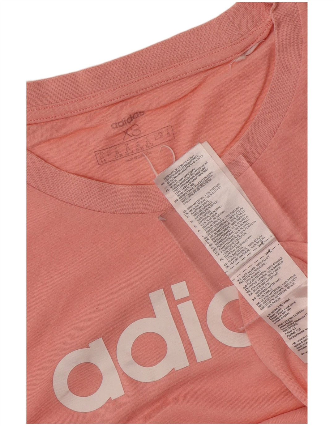 Damska koszulka z grafiką ADIDAS Top UK 4/6 XS Różowa bawełna