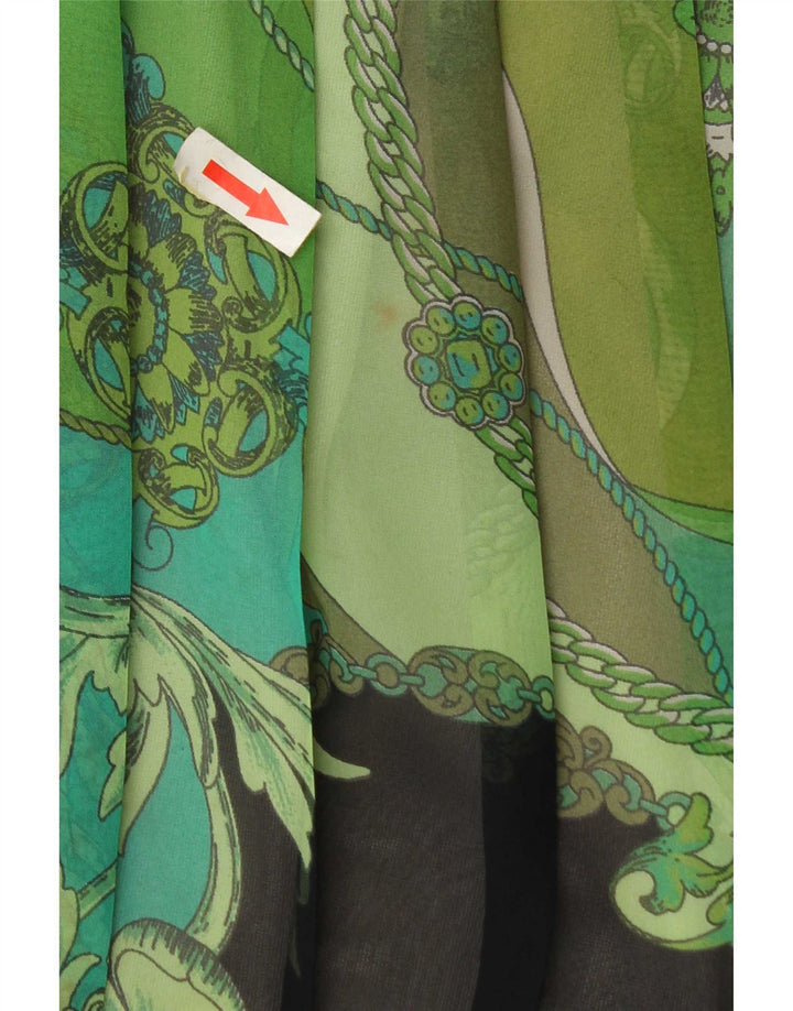 Damska plisowana spódnica z wysokim stanem w stylu vintage W30 Średni zielony patchwork