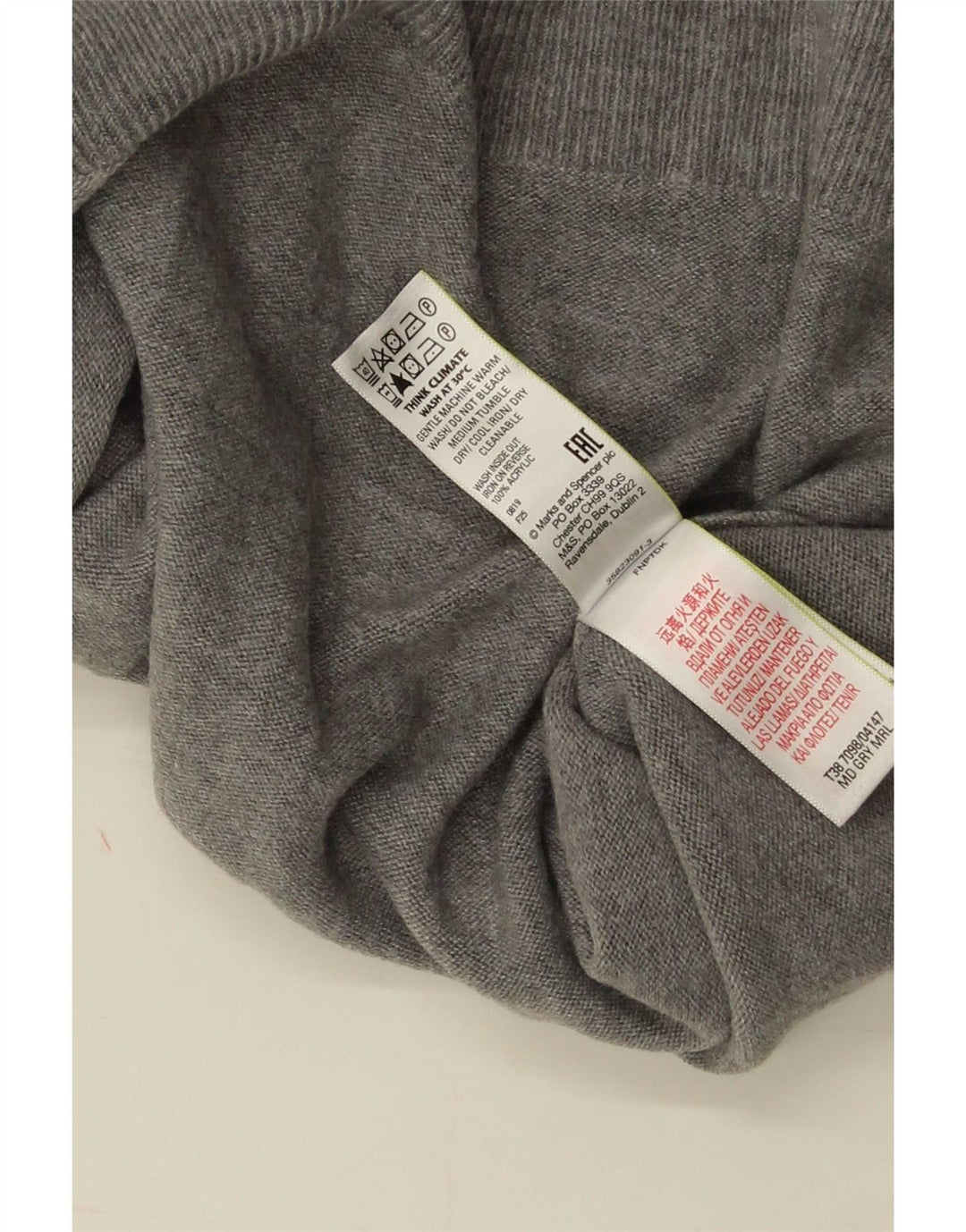 Marks & Spencer Damski sweter z golfem UK 16, duży, szary, akrylowy