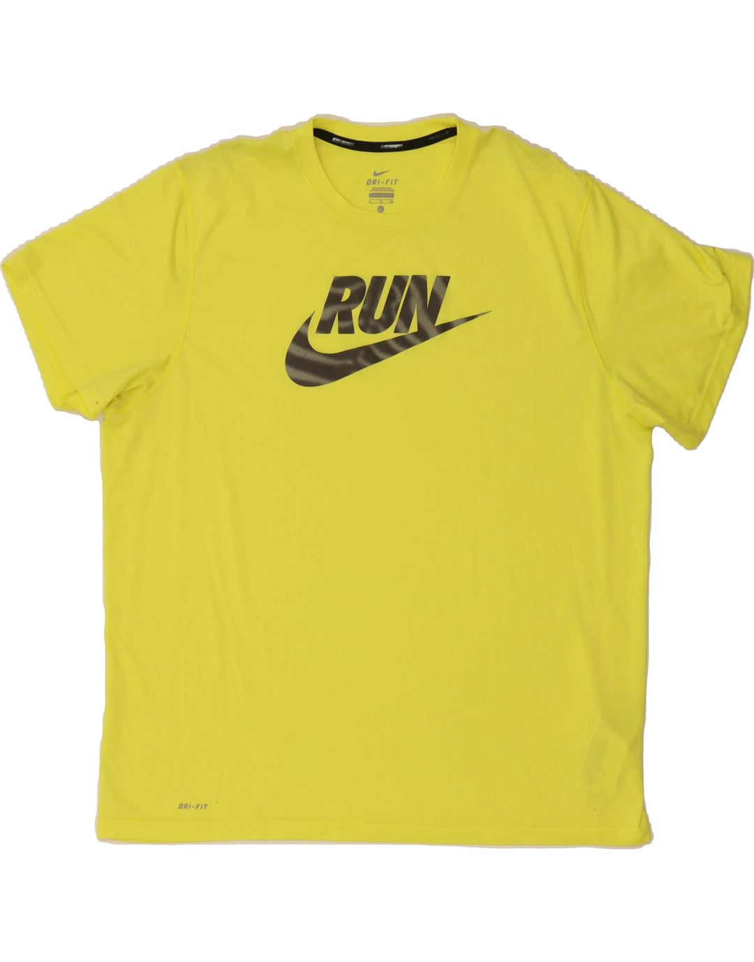 NIKE Mens Dri Fit Graphic T-Shirt Top XL Yellow Polyester Vintage Nike and Second-Hand Nike from Messina Hembry 