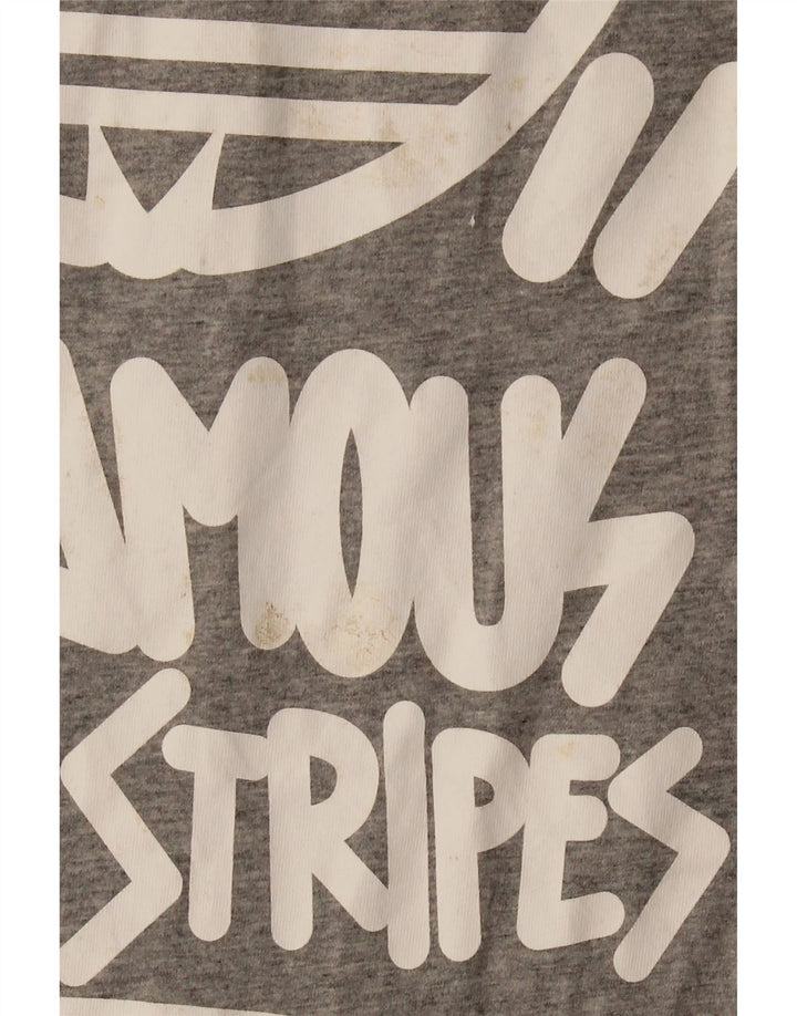 Męski T-shirt z grafiką ADIDAS, duży, szary, bawełniany