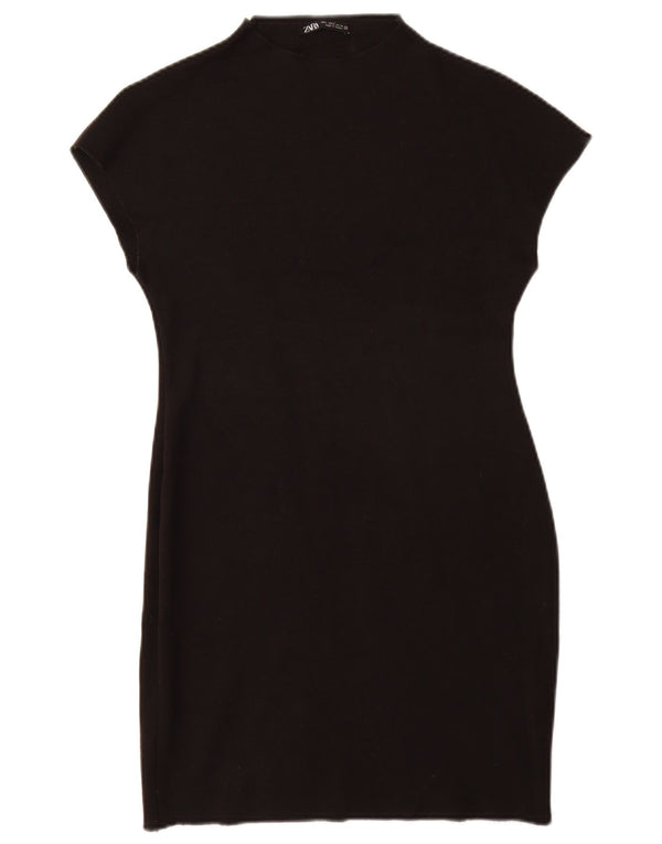 ZARA Womens Bodycon Dress UK 14 Large Black Viscose
