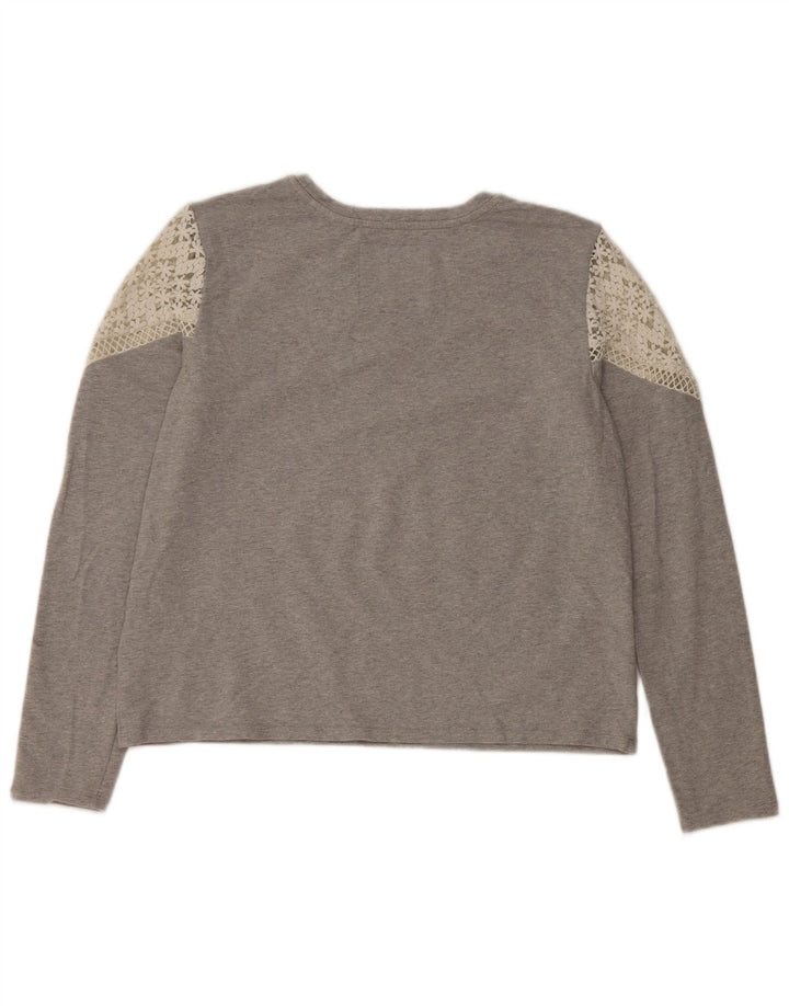 Damski top Superdry z długim rękawem, UK 12, średnioszary, bawełniany