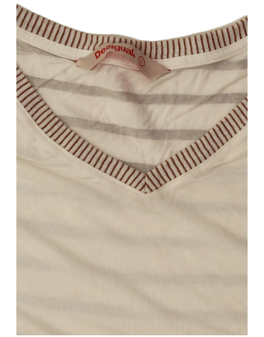 Damska koszulka Desigual Top UK 16, duża w kolorze złamanej bieli, w kwiaty