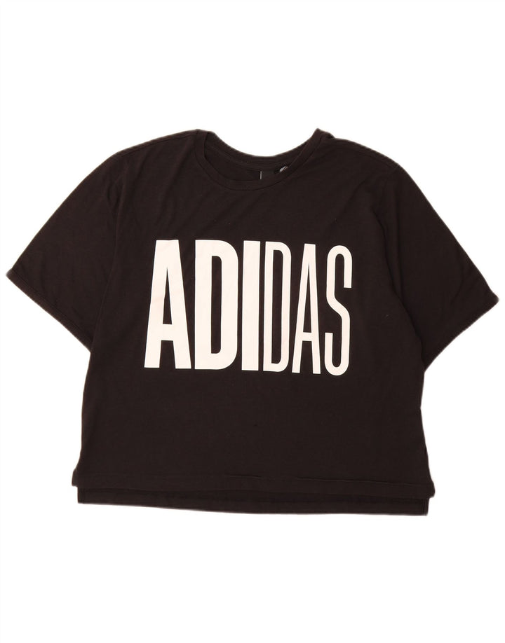 Damska koszulka graficzna Adidas Top UK 16/18, duża, czarna, poliester