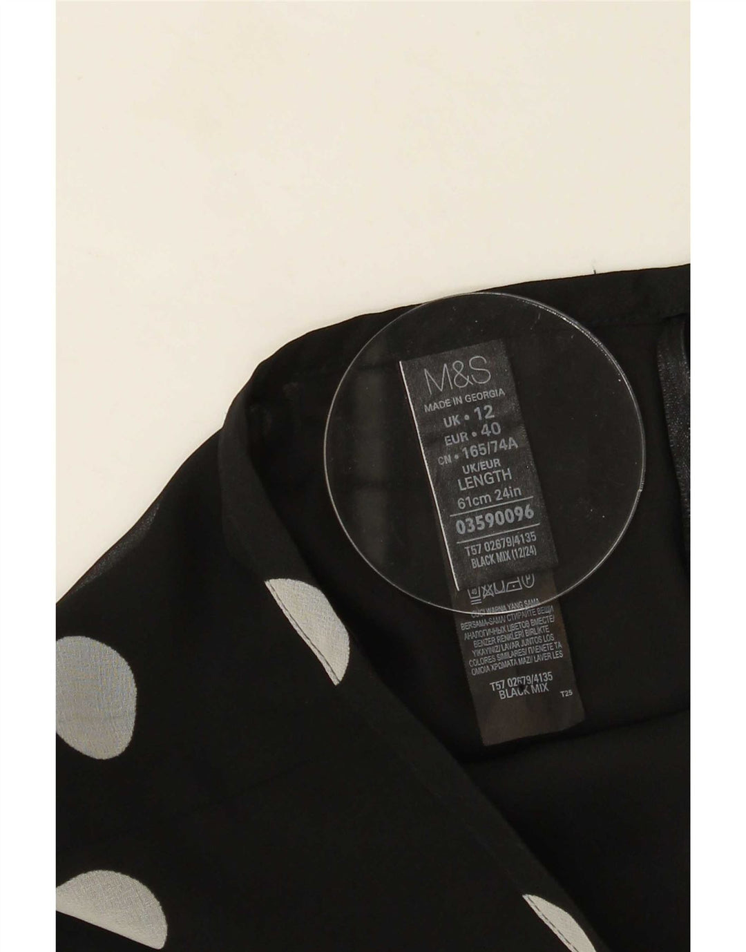 Marks & Spencer Damska spódnica w kształcie litery A UK 12 Medium W30 Czarna w kropki