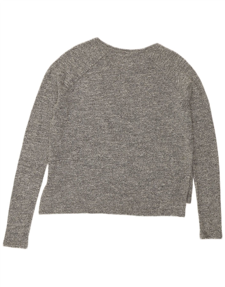 SUPERDRY Damski top oversize z grafiką, długim rękawem, UK 10, mały, szary, bawełniany