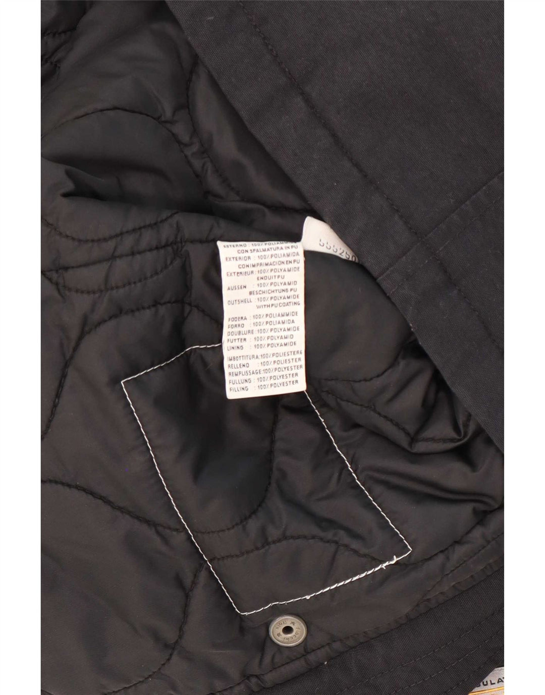 Vintage damska kurtka parka z kapturem UK 14, średni czarny poliamid