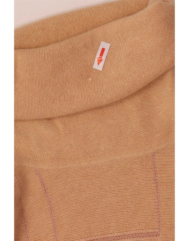 Vintage damski sweter z wywijanym dekoltem IT 44 średni różowy geometryczny
