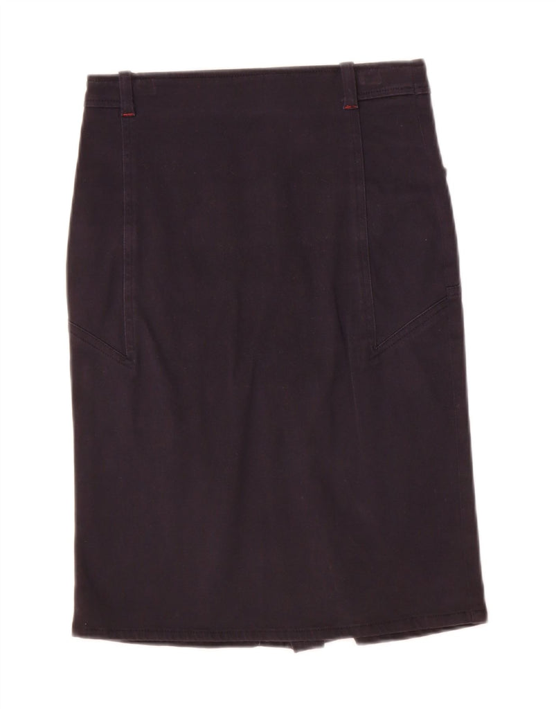 ARMANI Womens Straight Skirt IT 40 Small W26  Navy Blue Cotton Vintage Armani and Second-Hand Armani from Messina Hembry 