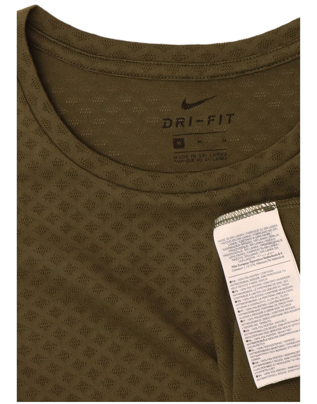 Męski T-shirt Nike Dri Fit Top, średni khaki, geometryczny poliester