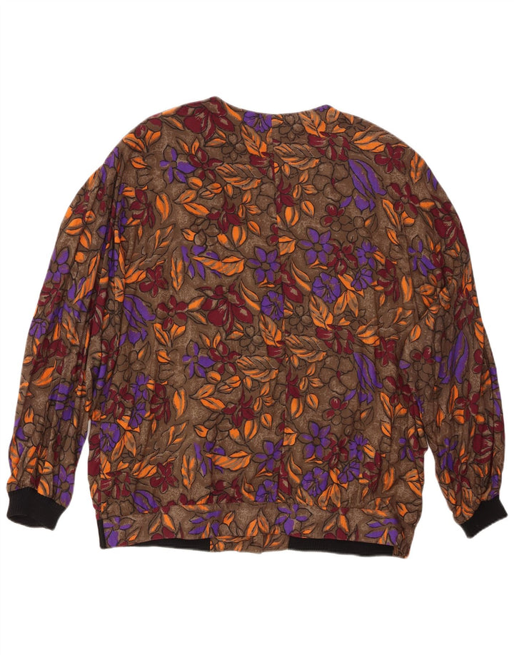 Damska bluzka koszulowa VINTAGE UK 20 2XL Brązowa wiskoza w kwiaty