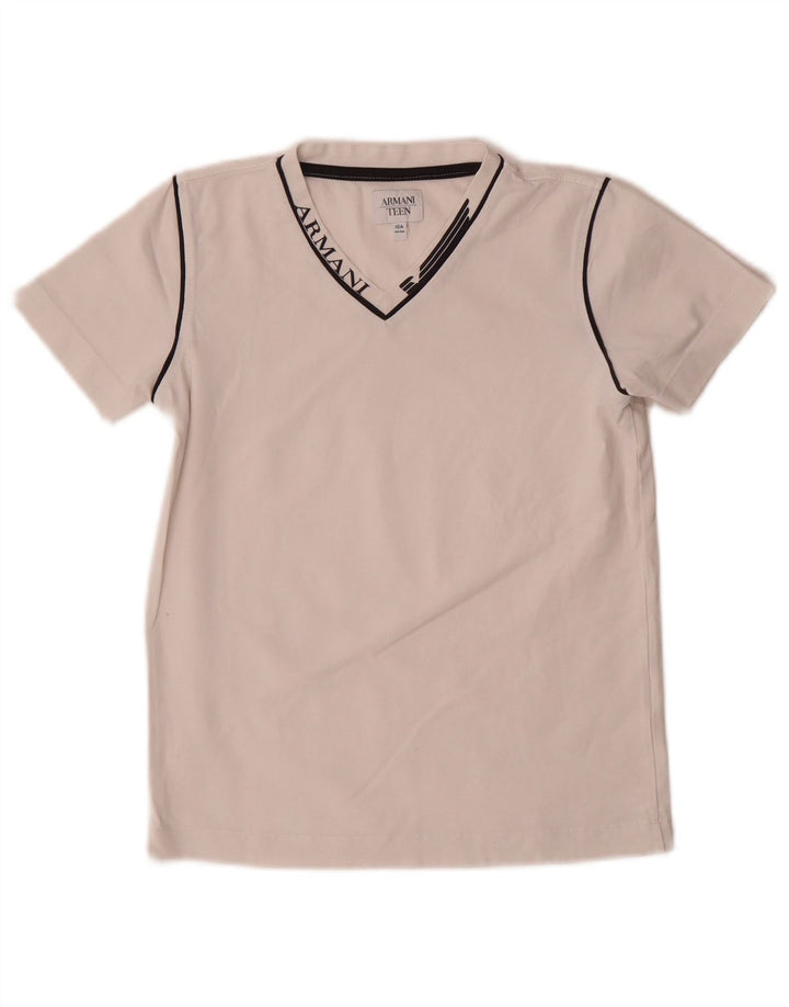 Chłopięcy T-shirt z grafiką Armani, 9-10 lat, biały