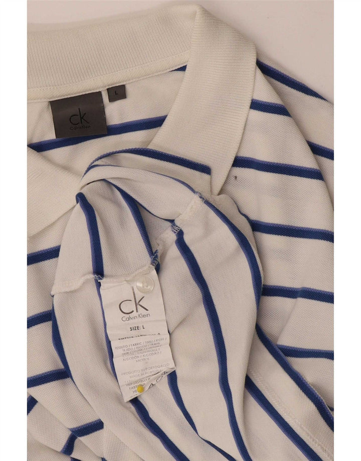 Męska koszulka polo Calvin Klein, duża, bawełniana w białe paski
